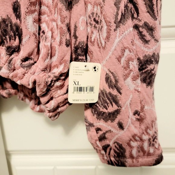 Free People No Ordinary Top Size XL Smoked Pink Combo Open Back Sweater NWT $128 - Picture 5 of 11